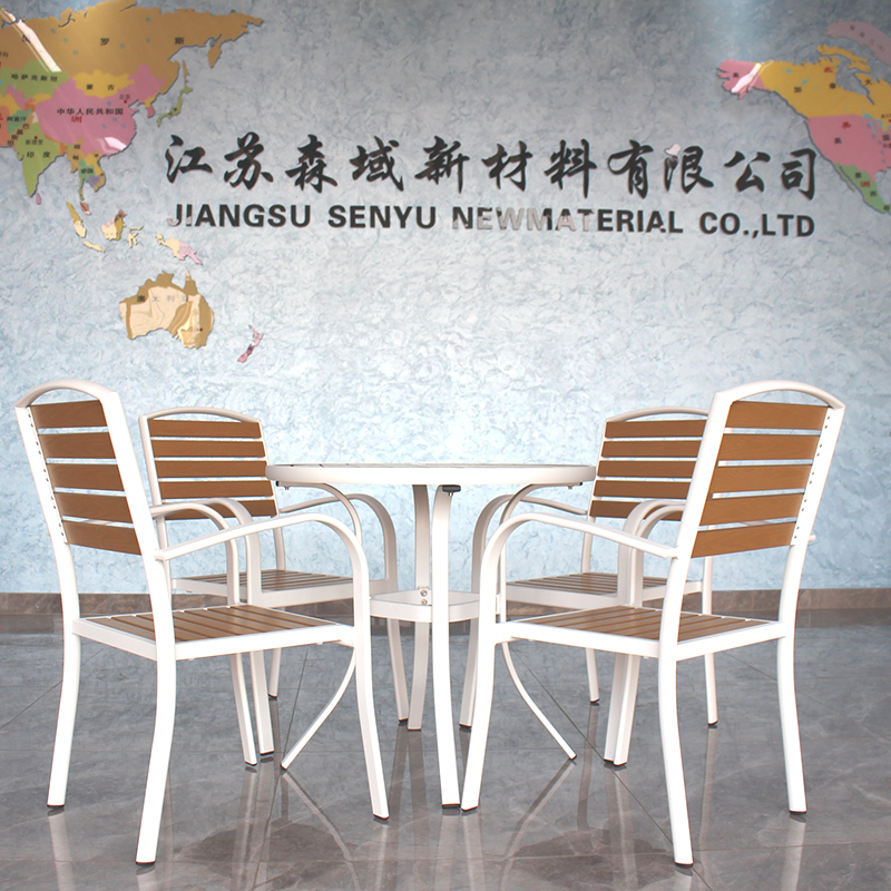 Wood Plastic Composite Aluminum Frame Garden Outdoor WPC Table Set